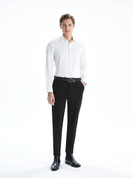 LCW BUSINESS Beyaz Slim Fit Armürlü Erkek Basic Gömlek - Resim 4