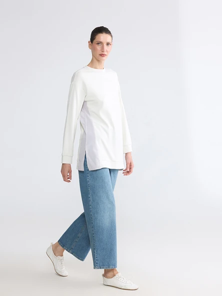 LCW EVERYDAY Bej Oversize Soft Touch Kadın Tunik - Resim 4
