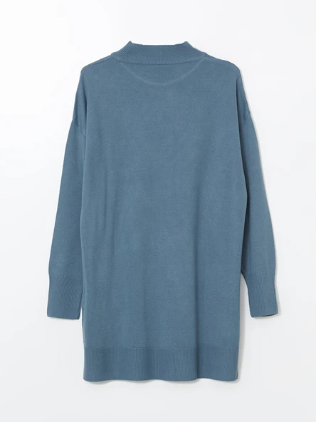 LCW Modest Mavi Dik Yaka Kadın Triko Tunik - Resim 6