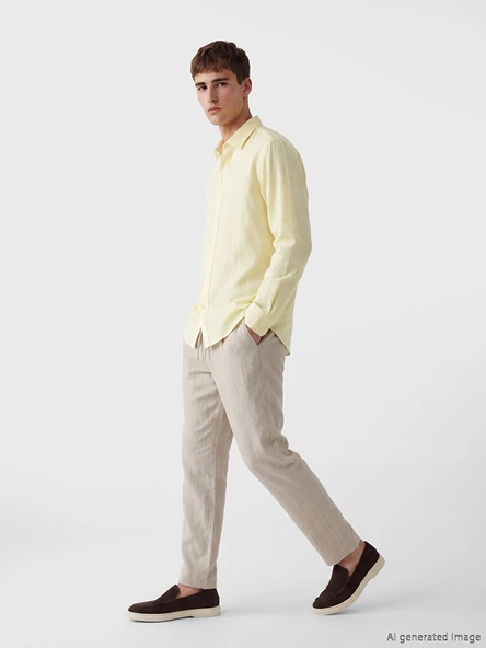 LCW Vision Sarı Regular Fit Erkek Gömlek - Resim 2