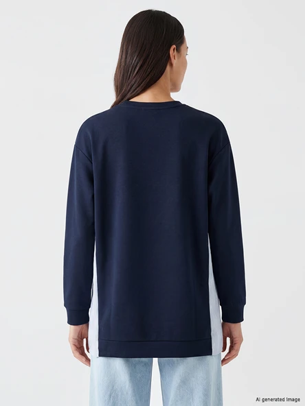 LCW EVERYDAY Lacivert Oversize Soft Touch Kadın Tunik - Resim 4
