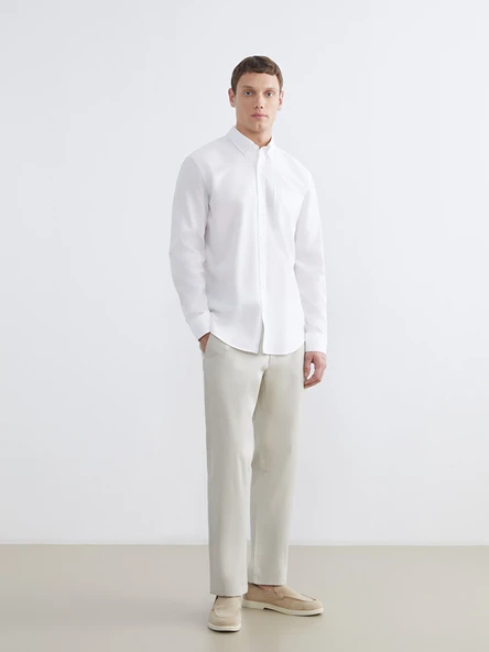 LCWAIKIKI Classic Beyaz Regular Fit Oxford Erkek Basic Gömlek - Resim 2