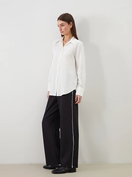 LCW Modest Siyah Beli Lastikli Geniş Paça Kadın Pantolon ürün görseli 1