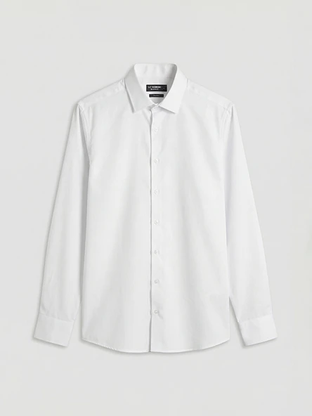 LCW BUSINESS Beyaz Slim Fit Armürlü Erkek Basic Gömlek - Resim 7