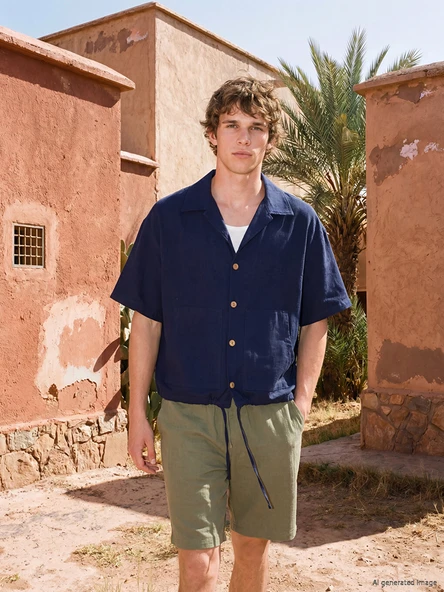 LCW Vision Lacivert Loose Fit Erkek Gömlek ürün görseli 1