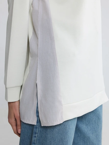 LCW EVERYDAY Bej Oversize Soft Touch Kadın Tunik - Resim 6