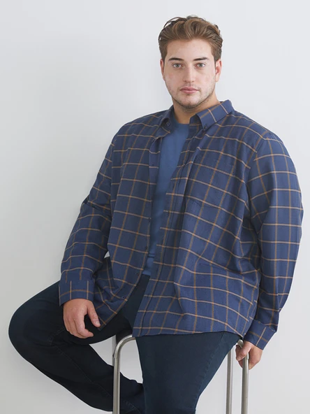 LCWAIKIKI Classic Sarı Regular Fit Uzun Kollu Ekose Erkek Gömlek ürün görseli 1