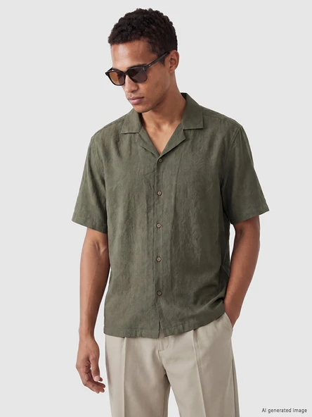 LCW Vision Haki Regular Fit Desenli Erkek Gömlek ürün görseli 1