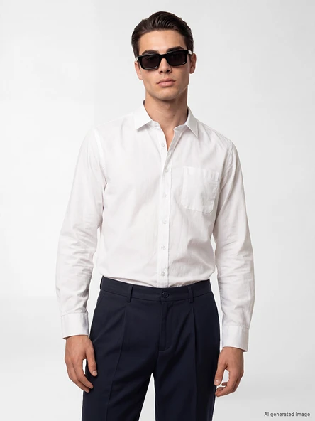 LCW BUSINESS Beyaz Regular Fit Erkek Gömlek ürün görseli 1