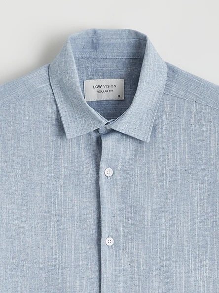 LCW Vision Mavi Regular Fit Armürlü Erkek Gömlek - Resim 7