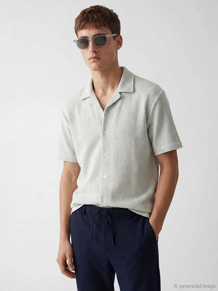 LCW Vision Beyaz Regular Fit Erkek Basic Dokulu Gömlek ürün görseli 1