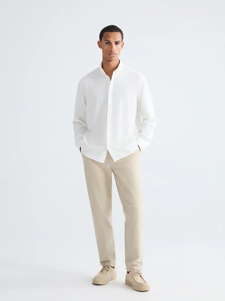 LCW Vision Beyaz Slim Fit Erkek Basic Gömlek - Resim 4