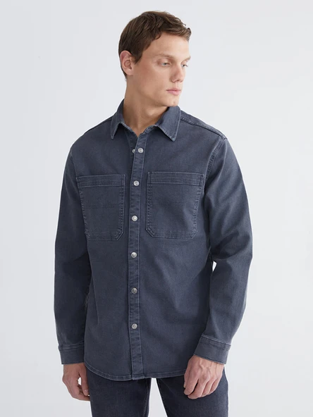 LCW Jeans Gri Rahat Kalıp Erkek Jean Gömlek ürün görseli 1