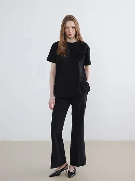 LCW Modest Siyah Nakışlı Soft Touch Kadın Tunik - Resim 2