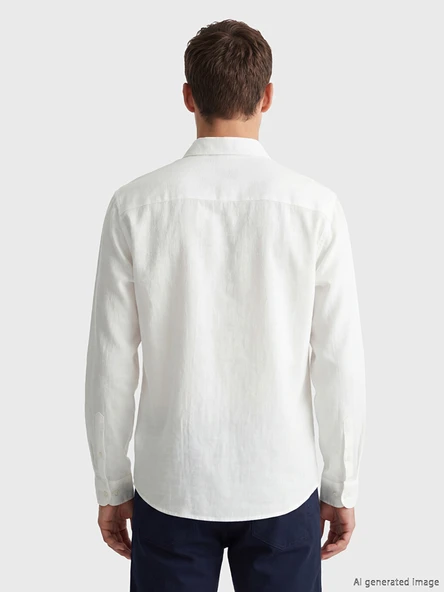 LCW Vision Beyaz Regular Fit Armürlü Erkek Basic Gömlek - Resim 4