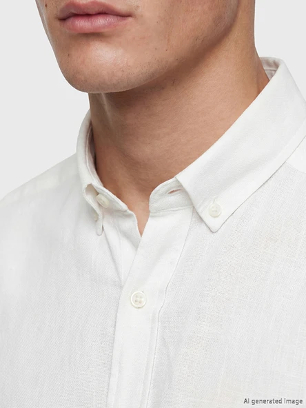 LCW Vision Beyaz Regular Fit Armürlü Erkek Basic Gömlek - Resim 3