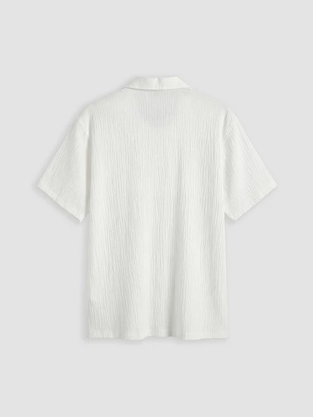 LCW Vision Beyaz Regular Fit Krinkle Erkek Basic Gömlek - Resim 5