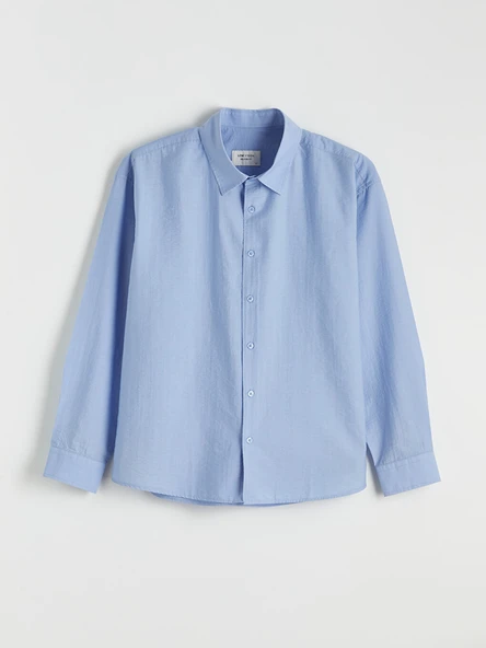 LCW Vision Mavi Regular Fit Poplin Erkek Gömlek - Resim 5