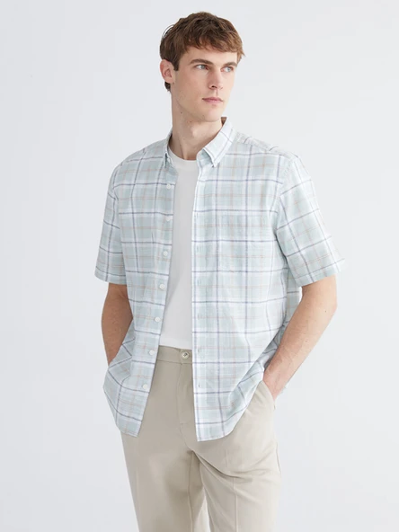 LCWAIKIKI Classic Yeşil Regular Fit Ekose Poplin Erkek Gömlek ürün görseli 1