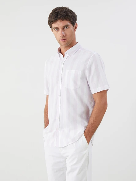 LCWAIKIKI Classic Lila Regular Fit Armürlü Cepli Erkek Gömlek ürün görseli 1