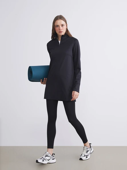 LCW Modest Siyah Dik Yaka Kadın Tunik - Resim 2