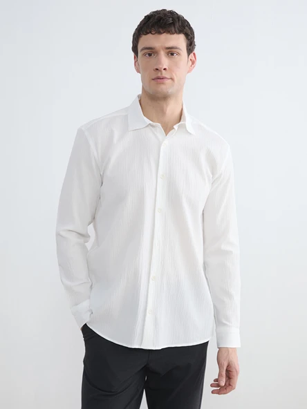 LCW Vision Beyaz Regular Fit Erkek Basic Gömlek ürün görseli 1