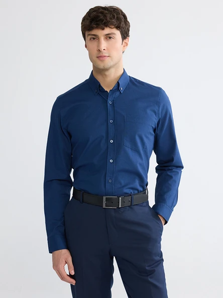 LCWAIKIKI Classic Lacivert Regular Fit Oxford Erkek Gömlek ürün görseli 1