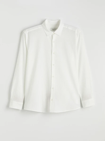 LCW Vision Beyaz Regular Fit Erkek Basic Gömlek - Resim 5