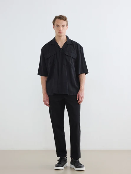 LCW Vision Siyah Regular Fit Erkek Armürlü Gömlek - Resim 2