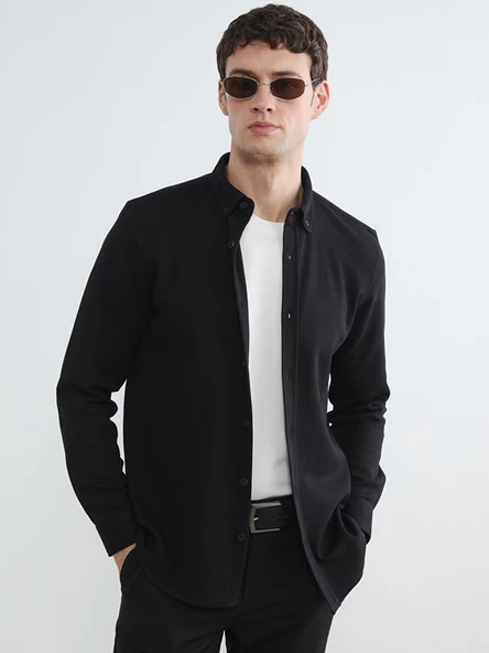 LCW Vision Siyah Slim Fit Erkek Gömlek ürün görseli 1