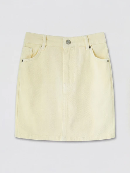 LCW Vision Sarı Regular Fit Mini Jean Etek - Resim 5
