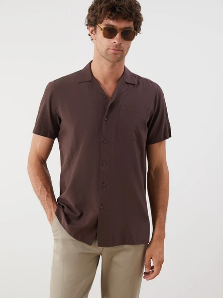 LCWAIKIKI Classic Kahverengi Regular Fit Modal Karışımlı Erkek Gömlek ürün görseli 1