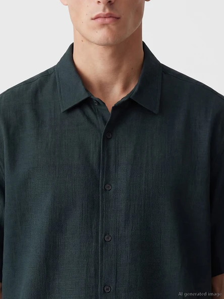 LCW Vision Yeşil Regular Fit Erkek Gömlek - Resim 3