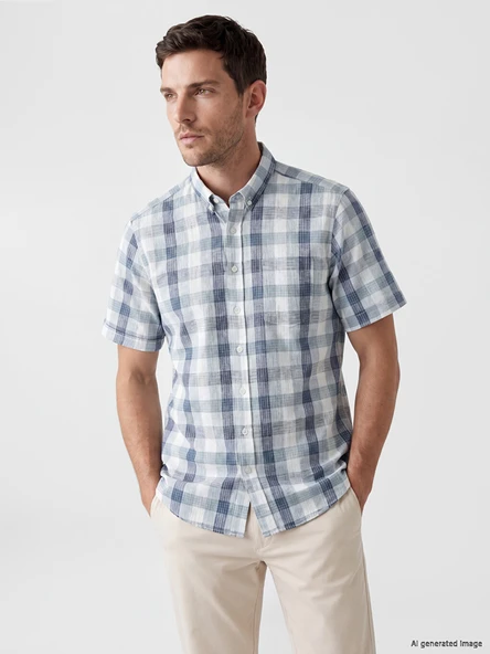 LCWAIKIKI Classic Yeşil Regular Fit Ekose Erkek Gömlek ürün görseli 1