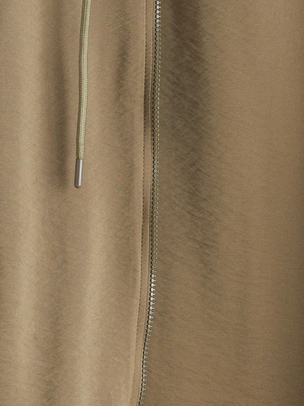 LCW Modest Haki Kapüşonlu Oversize Kadın Tunik - Resim 7
