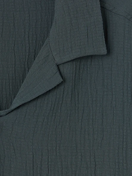LCW Vision Yeşil Regular Fit Krinkle Erkek Gömlek - Resim 7
