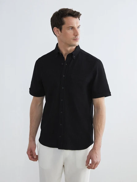 LCWAIKIKI Classic Siyah Regular Fit Erkek Gömlek ürün görseli 1