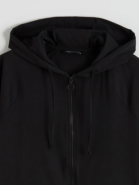 LCW Modest Siyah Kapüşonlu Oversize Kadın Tunik - Resim 7