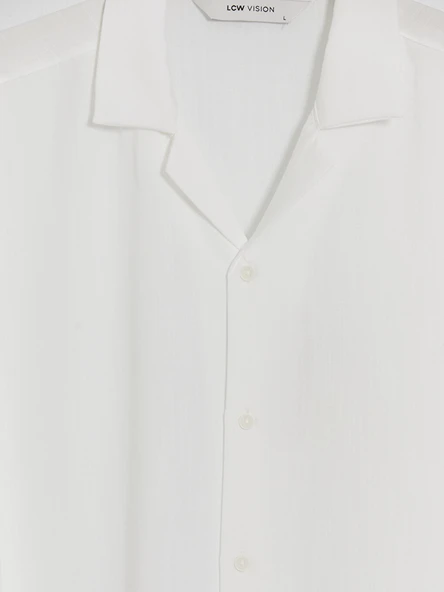 LCW Vision Beyaz Regular Fit Dokulu Erkek Basic Gömlek - Resim 7