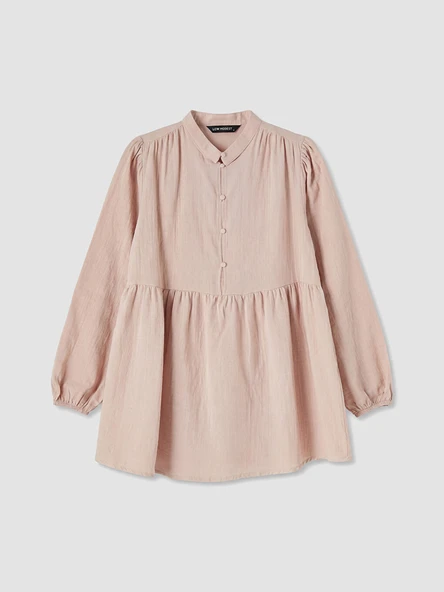 LCW Modest Pembe Büzgülü Kadın Müslin Tunik ürün görseli 1