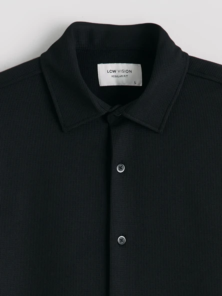LCW Vision Siyah Regular Fit Erkek Gömlek - Resim 7