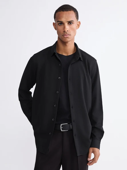 LCW Vision Siyah Slim Fit Erkek Gömlek ürün görseli 1