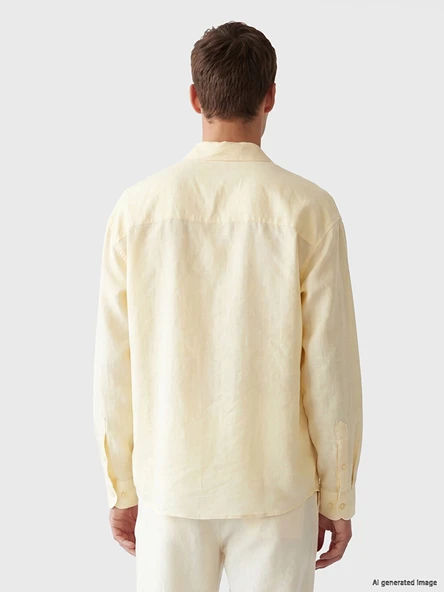 LCW Vision Beyaz Regular Fit Erkek Basic Armürlü Gömlek - Resim 4