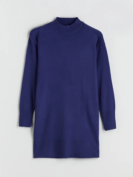 LCW Modest Mavi Dik Yaka Kadın Triko Tunik - Resim 7