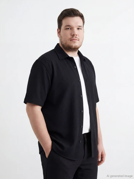 LCW Vision Siyah Regular Fit Erkek Gömlek - Resim 5