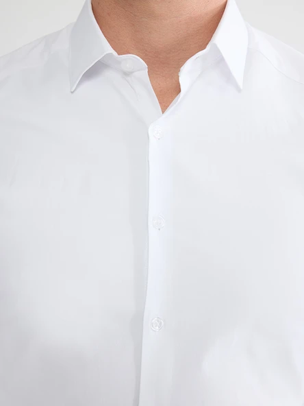LCW BUSINESS Beyaz Slim Fit Armürlü Erkek Basic Gömlek - Resim 5
