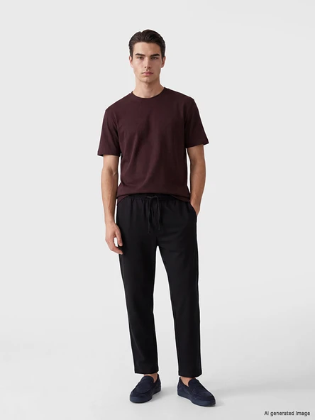 LCW Vision Siyah Regular Fit Erkek Keten Görünümlü Pantolon ürün görseli 1
