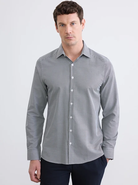 LCW BUSINESS Siyah Slim Fit Ekose Erkek Gömlek ürün görseli 1