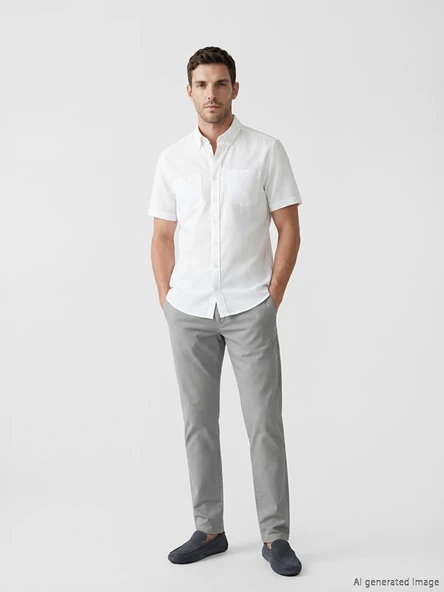 LCWAIKIKI Classic Gri Standart Kalıp Erkek Chino Pantolon ürün görseli 1
