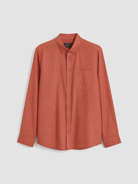 LCWAIKIKI Classic Pembe Regular Fit Keten Karışımlı Erkek Gömlek ürün görseli 1